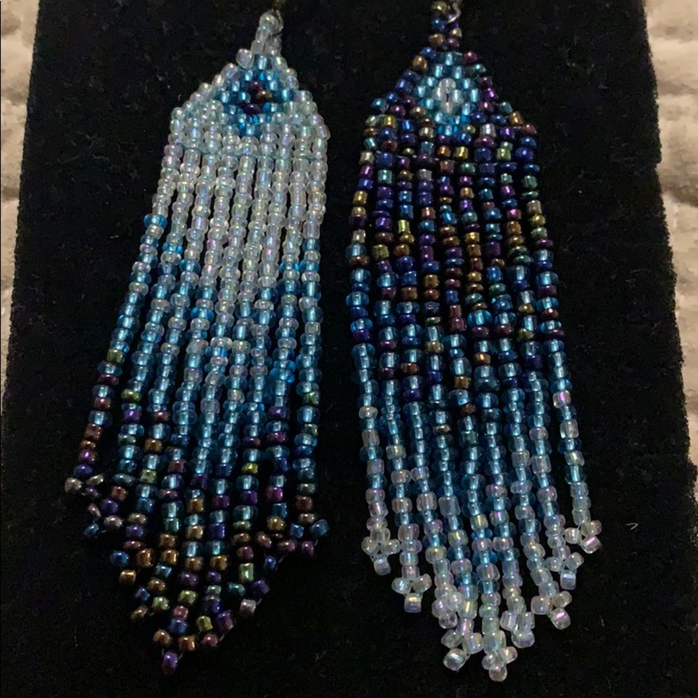 Indian beaded earrings iridescent ombré - Picture 2 of 2